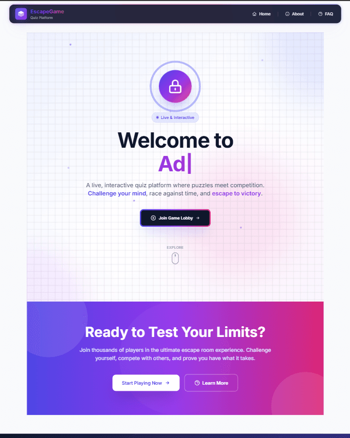 Escape Game, Aston University — interface